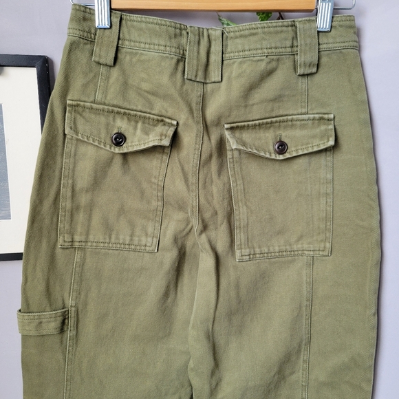 Alex Mill Phoebe Recycled-Denim Straight-Leg Cargo Pants Army Olive Green 26 - Picture 5 of 14